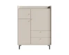 Modernes Highboard Georgia in hellem Holzdekor mit schwarzen Metallfüßen.