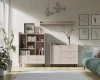 Helles Wohnzimmer-Set mit Regal und Sideboard aus der Georgia Serie.