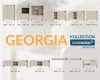 Übersicht der Georgia Möbel-Kollektion mit verschiedenen Kommoden, Regalen und Maßen.