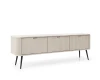Beige Lowboard mit Riffel-Front und schwarzen Metallbeinen