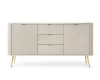 Modernes beiges Sideboard mit Riffel-Optik und eleganten goldenen Beinen der Zovo Kollektion.