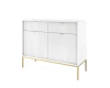 Elegantes weißes Sideboard mit Rillenfront und goldenen Akzenten