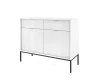 Perspektivische Ansicht eines weißen Sideboards mit moderner Rillenfront.