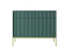 Dunkelgrünes Sideboard mit Riffel-Optik und goldenen Metallfüßen.