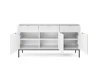 Offenes weißes Sideboard mit Stauraum: Drei Schubladen und drei Fächer mit Einlegeböden.