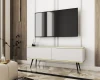 Weißes TV-Lowboard mit edlen Golddetails und schwarzen Beinen für das Wohnzimmer.