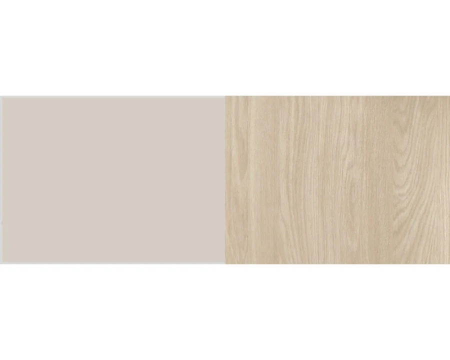 Farbmuster Kombination in Beige und Eiche für Möbeloberflächen.