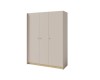 Moderner Kleiderschrank 3-türig in Beige mit Sockel in Eiche-Optik.