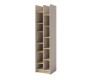Schmales, hohes Bücherregal der Serie Albi in Beige mit Einlegeböden in Holzoptik.