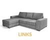 Graues Ecksofa aus Cordstoff, Ottomane links – Modellansicht LINKS.