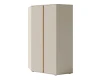 Moderner 2-türiger Kleiderschrank in Beige mit vertikaler Griffleiste aus Holz.