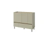 Modernes Sideboard in Graubeige mit drei Türen und zwei Schubladen.