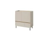 Elegantes Highboard in Beige mit schwarzen Metallfüßen und Holzgriffleiste.