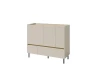 Moderner beiger Sideboard-Schrank mit schwarzen Beinen für das Wohnzimmer.