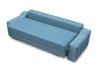 Modernes hellblaues Schlafsofa in minimalistischem Design auf weißem Hintergrund.