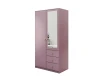 Altrosa Kleiderschrank mit Spiegel und 3 Schubladen, modernes Schlafzimmerdesign.