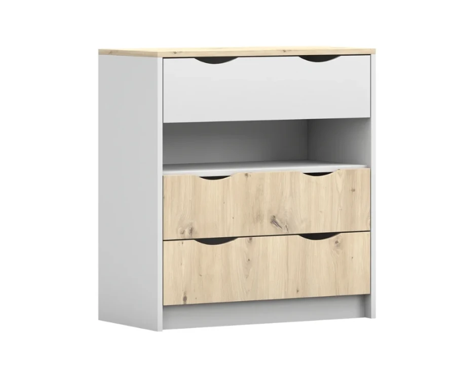 Seitenansicht links der JUMI Kommode – modernes Design für Kinder- und Jugendzimmer.