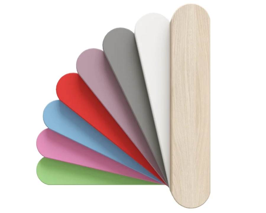 Farbpalette für optionale Akzente und Dekore der JUMI Kindermöbel.