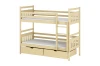 Solid bunk bed made of natural pine with integrated drawers for storage space.