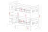 Technical drawing with exact dimensions and measurements for the children's bunk bed.
