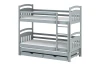 Modern bunk bed in grey made of wood with additional pull-out bed and two drawers.
