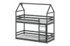 Graphite grey bunk bed in house shape with ladder and fall protection for children.