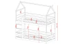 Measurements and dimensions for the house bed bunk bed for children's rooms.