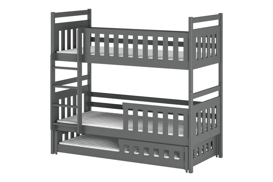Graphite grey bunk bed with third pull-out bed for siblings