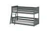 Grey wooden bunk bed with ladder and fall protection for the children's room.