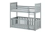 Grijs stapelbed van massief hout met ladder en hoge uitvalbeveiliging voor maximale veiligheid.