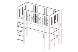 LAURA 90x200 Aschgrau Hochbett Deine Möbel