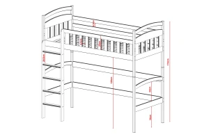 MALI 90x200 Aschgrau Hochbett Deine Möbel