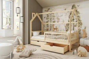 OLGA 90x200 Natur Kiefer Kinderbett Hausbett Deine Möbel