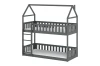 Modern grey house-shaped bunk bed for the children's room on a white background.