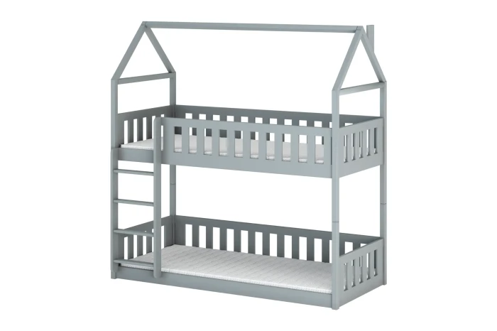 Modern grijs stapelbed in huislook voor de kinderkamer.