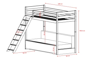 SIDNEY 90x200/140x200 Weiß Hochbett mit ausziehbarer Couch in beigem Stoff poso 38 Deine Möbel