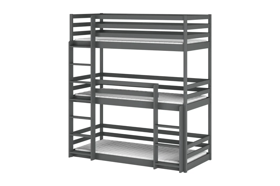 Modern bunk bed in graphite grey made of solid pine wood.