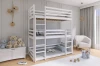 Child-friendly white triple bed in a bright, Scandinavian-style room.