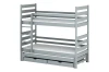 Modern bunk bed in grey with a third pull-out sleeping area and practical drawers.