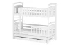 Stable triple bunk bed in white with fall protection and two drawers for storage space.