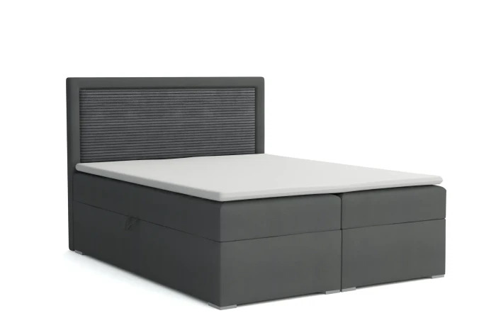 JOHN-II-Boxspringbet-Velour-Cord-Grau-Deine-Moebel
