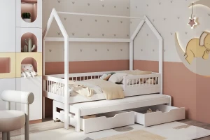 ADA 90x200 Weiß Hausbett Ausziehbett Deine Möbel