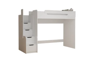 ARTHUR 90x200 Weiß + Velour Amber 502 Dünkelgrün Etagenbett Hochbett Funktionsbett mit Couch Sofa CII Deine Möbel