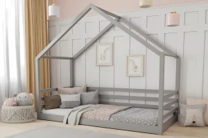 COMET 90x200 Grau Bodenbett Kinderbett Hausbett Deine Möbel