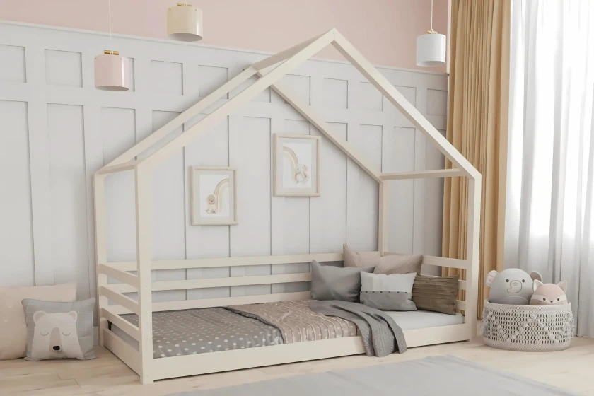 COMET 90x200 Beige Bodenbett Kinderbett Hausbett Deine Möbel