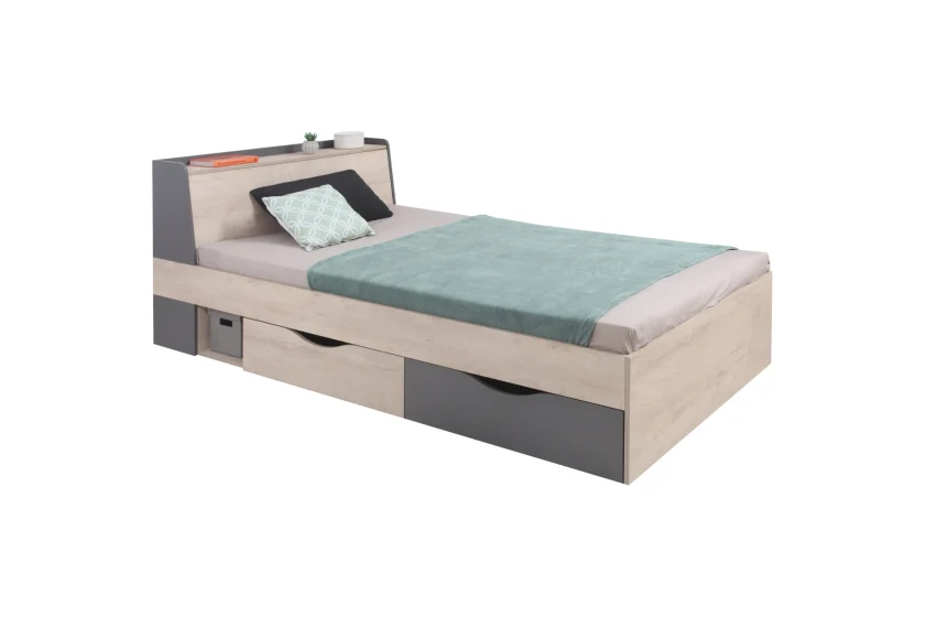 DARLA D15 120x200 Eiche + Graphit Kinderbett Einzelbett mit Schubladen Deine Möbel