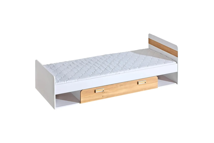 LUKA L13 80x195 Weiß Matt + Eiche Nash Kinderbett Jugendbett Einzellbett Deine Möbel