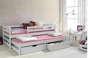 MIKE 90x200 Weiß Kinderbett Ausziehbett mit Schubladen Deine Möbel