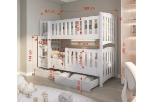 NOAH II 90x200 Grau Etagenbett mit Schubladen Deine Möbel
