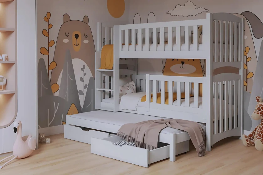 NOAH III 90x200 Weiß Etagenbett Ausziehbett mit Schubladen Deine Möbel